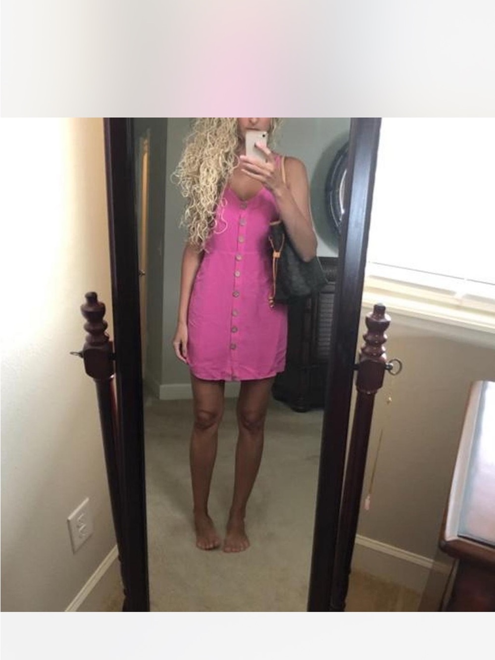 Zara Fuchsia Button-Front Mini Dress